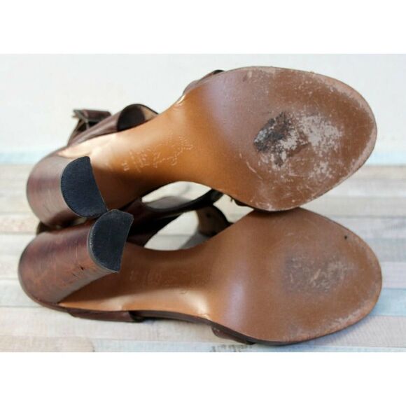 Marni BROWN GENUINE LEATHER SUEDE 4.5" HEEL WOMEN'S SANDALS SLINGBACK Sz 38 - Picture 8 of 9